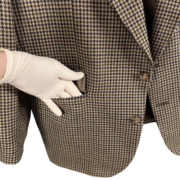 Oscar De La Renta Mens 43R Houndstooth Wool Blazer Jacket Sportcoat Timeless - Picture 7 of 16